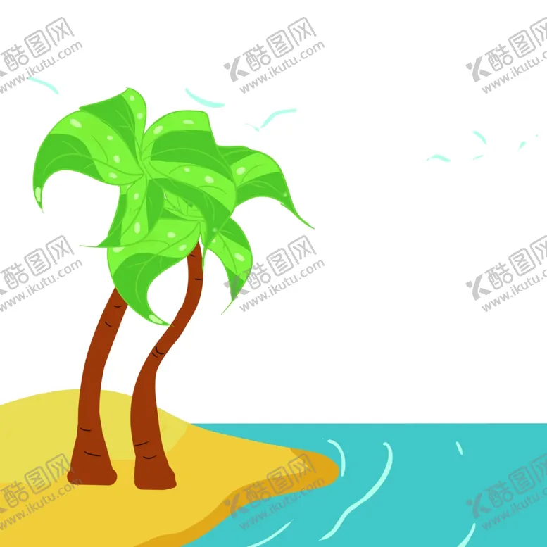 编号：86193811302122036709【酷图网】源文件下载-沙滩椰树插画