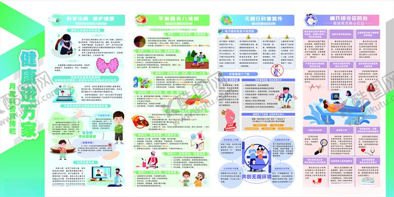 编号：34362702210928124389【酷图网】源文件下载-健康进万家宣传栏5月