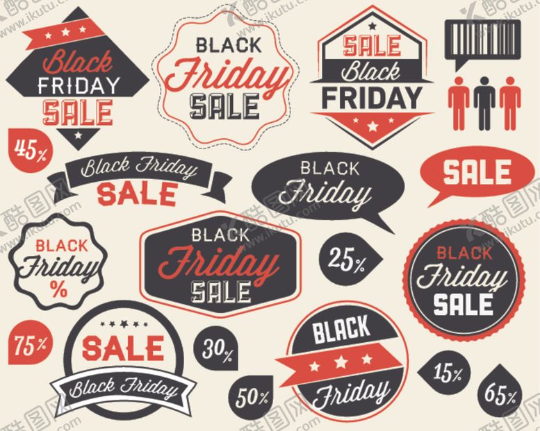 编号：54671910021430167942【酷图网】源文件下载-复古风格促销标签集合