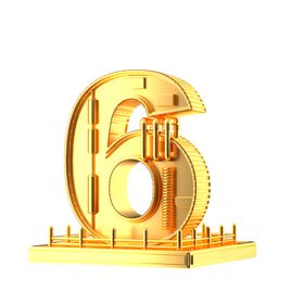 数字6金色立体展台海报素材