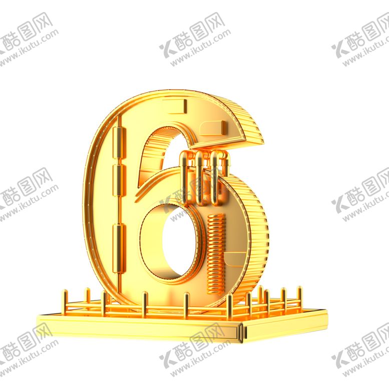编号：78916705040631494842【酷图网】源文件下载-数字6金色立体展台海报素材
