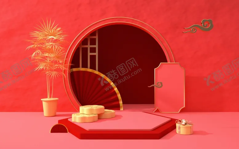 编号：22490302201127545580【酷图网】源文件下载-中秋节国潮电商背景