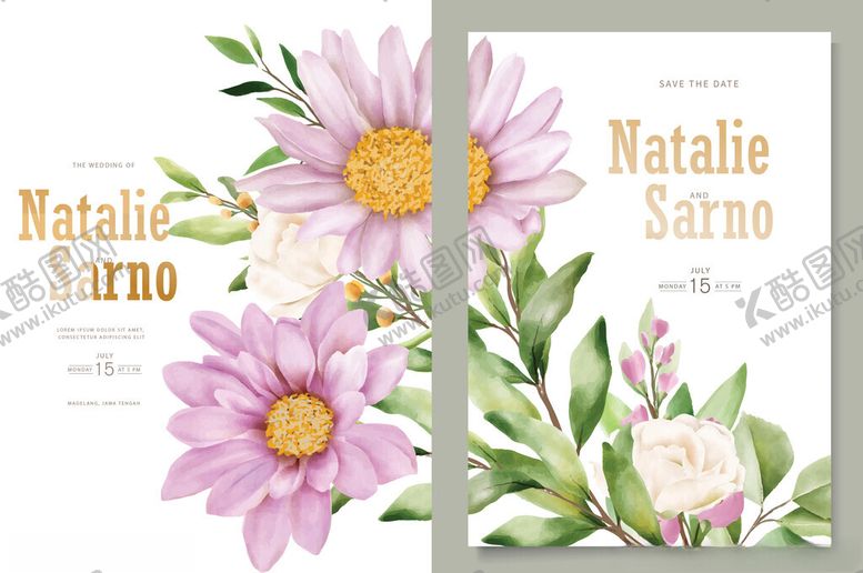 编号：87682011241900068235【酷图网】源文件下载-花卉婚礼请柬设计