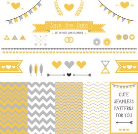 黄色系婚礼装饰图案素材