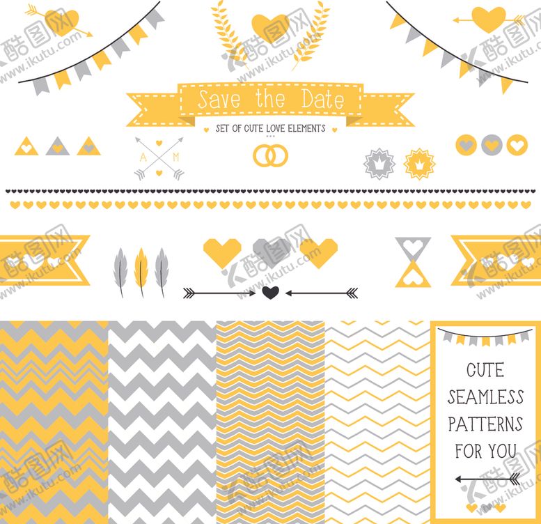 编号：37286509221017049088【酷图网】源文件下载-黄色系婚礼装饰图案素材