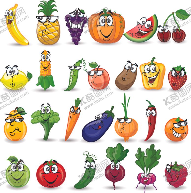 编号：24502811020159251936【酷图网】源文件下载-卡通水果蔬菜