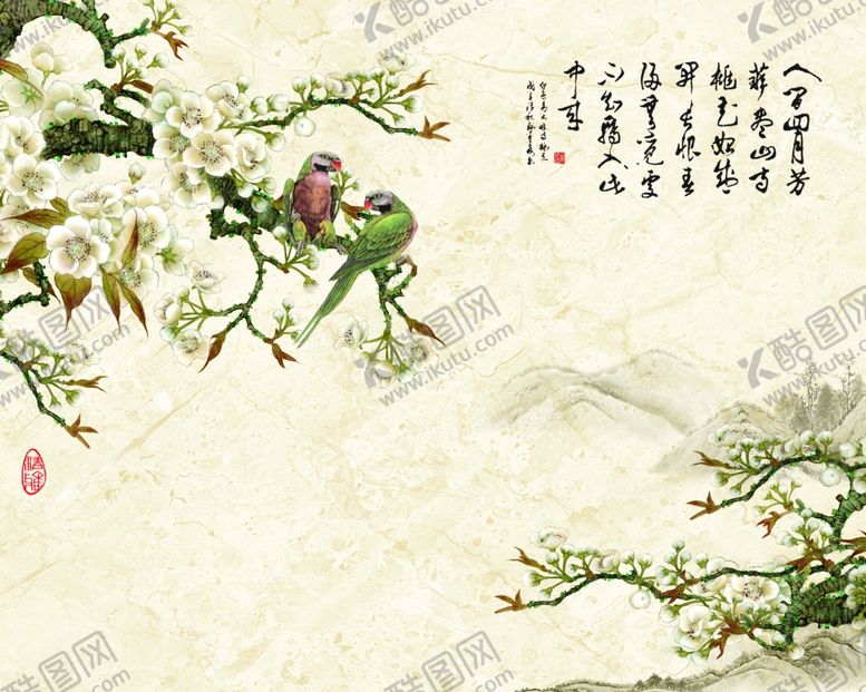 编号：64839810062234262543【酷图网】源文件下载-花鸟背景墙