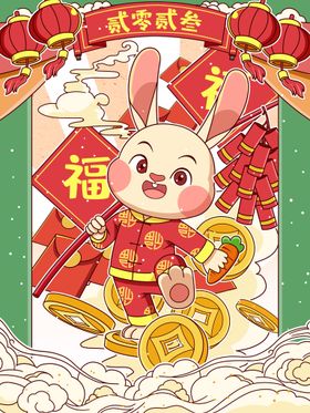 兔年2023贺卡促销新春2023大吉
