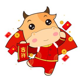 牛年形象2021素材手绘春节装饰