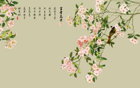工笔花鸟背景墙装饰画