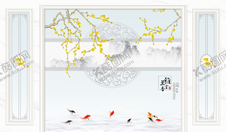 编号：24619106262225536686【酷图网】源文件下载-浮雕花花鸟画背景墙