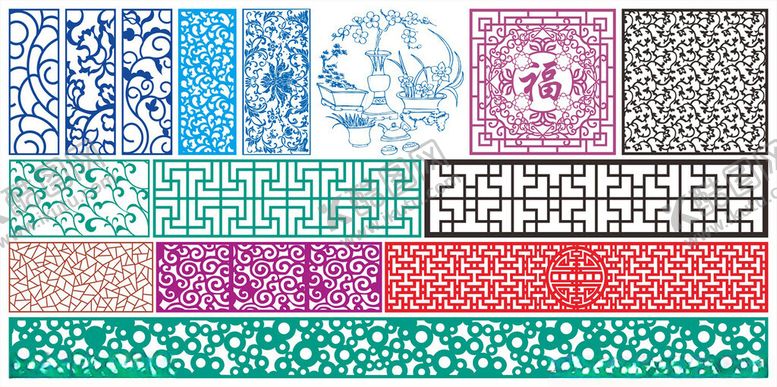 编号：92987910120353388373【酷图网】源文件下载-窗花镂空花纹屏风隔断雕花