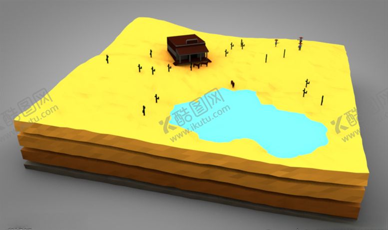 编号：25209606251706048555【酷图网】源文件下载-C4D模型山地河面