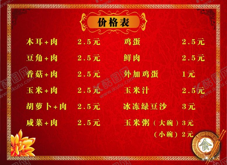 编号：58870507060533216506【酷图网】源文件下载-美食价格表海报