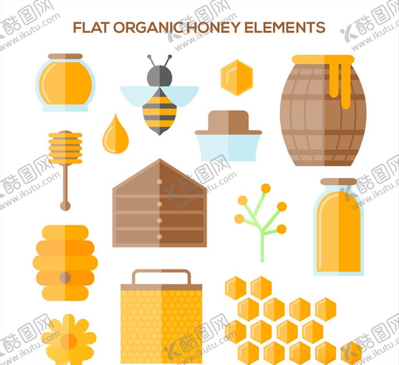 编号：91857609130405087050【酷图网】源文件下载-扁平化有机蜂蜜元素