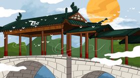 中国风建筑插画