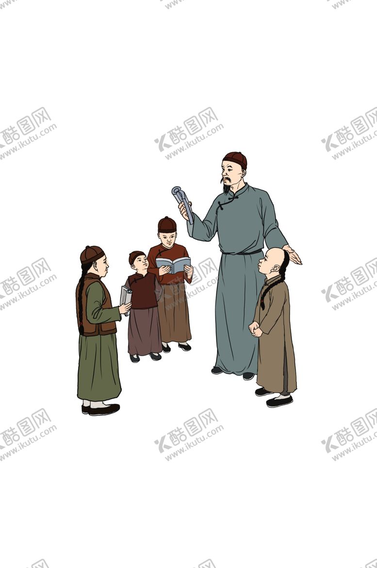 编号：64738207071525318265【酷图网】源文件下载-教书先生水墨水彩意境合成素材