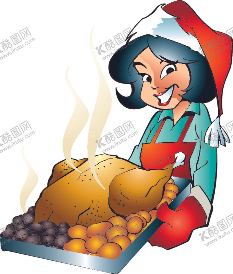 编号：44543510021423276054【酷图网】源文件下载-卡通人物端着烤鸡