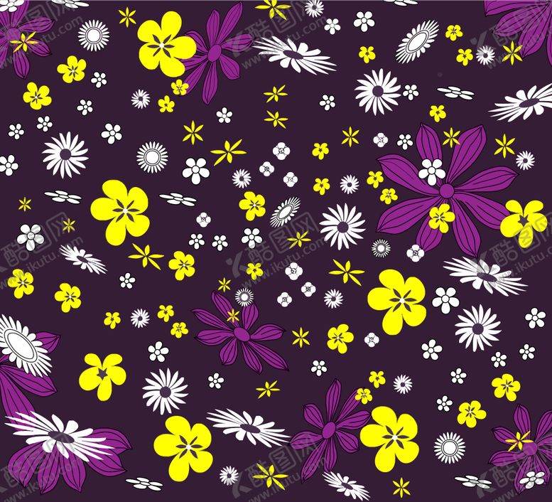 编号：54984809091337436990【酷图网】源文件下载-紫色背景多彩花卉图案