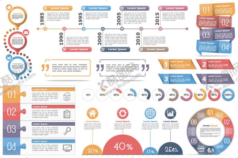 编号：95860811020340145964【酷图网】源文件下载-多彩数据图表元素集合
