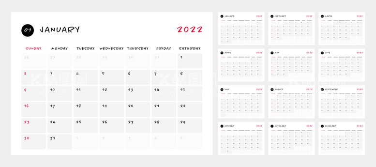 编号：72901509242021359106【酷图网】源文件下载-2022台历