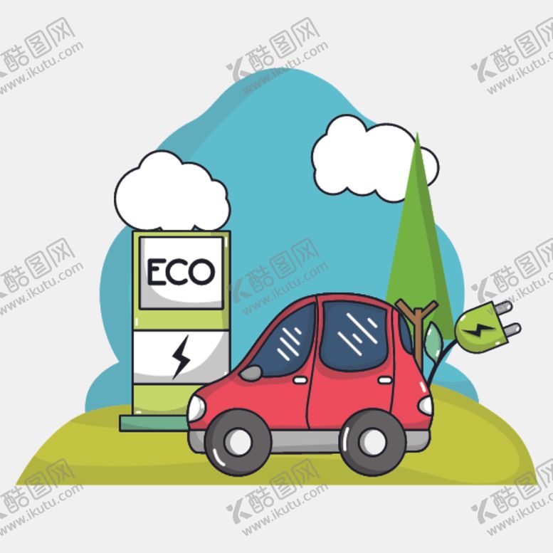 编号：84613907072346419917【酷图网】源文件下载-卡通新能源小车