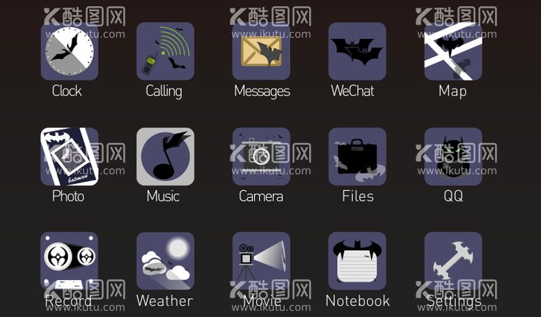 编号：31170711291805594597【酷图网】源文件下载-蝙蝠侠系列手机软件icon