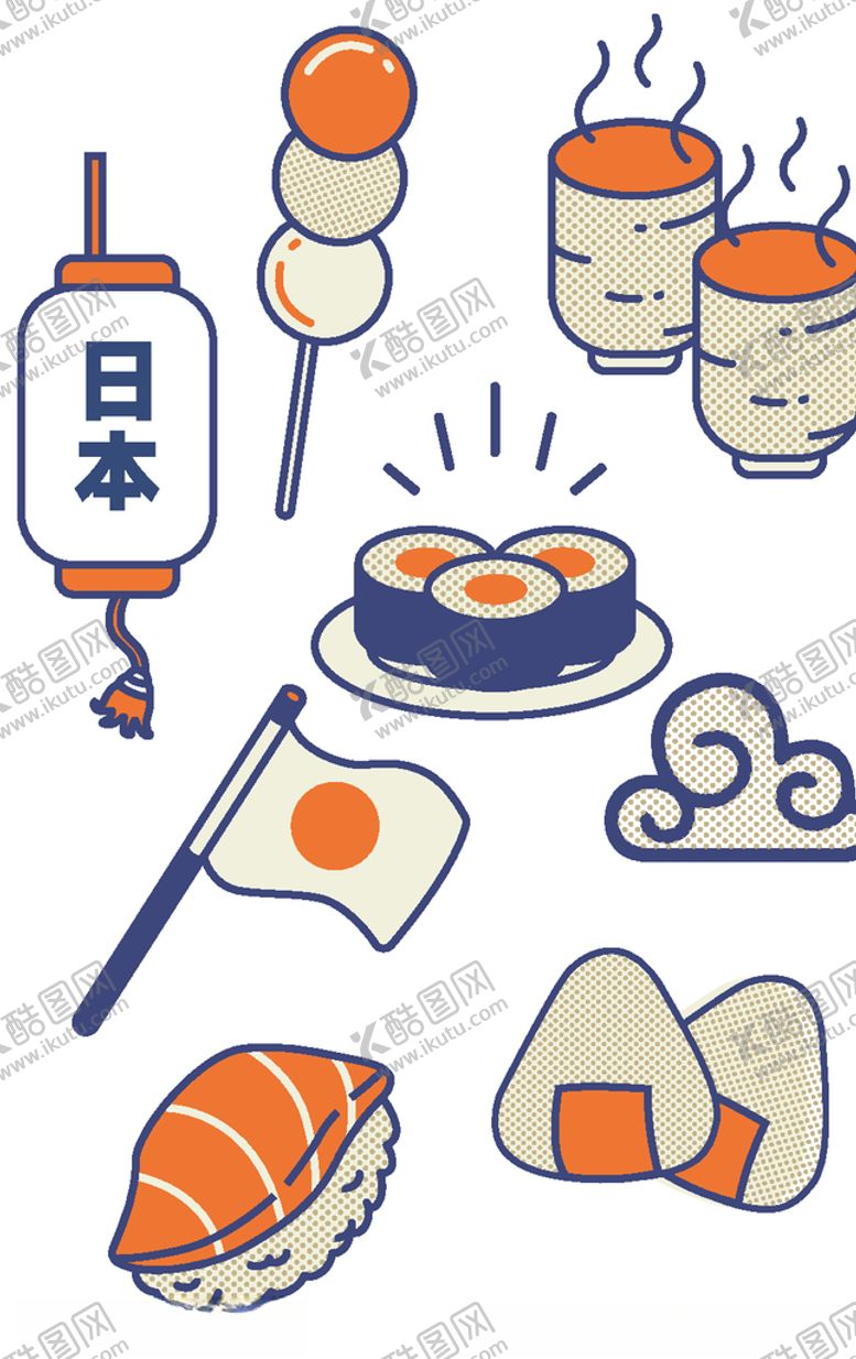编号：24749107081615093743【酷图网】源文件下载-卡通日式美食元素