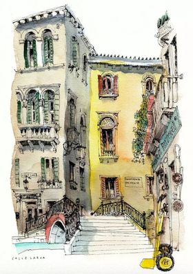 水彩建筑插画