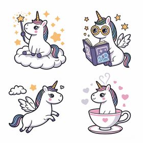 卡通独角兽插画