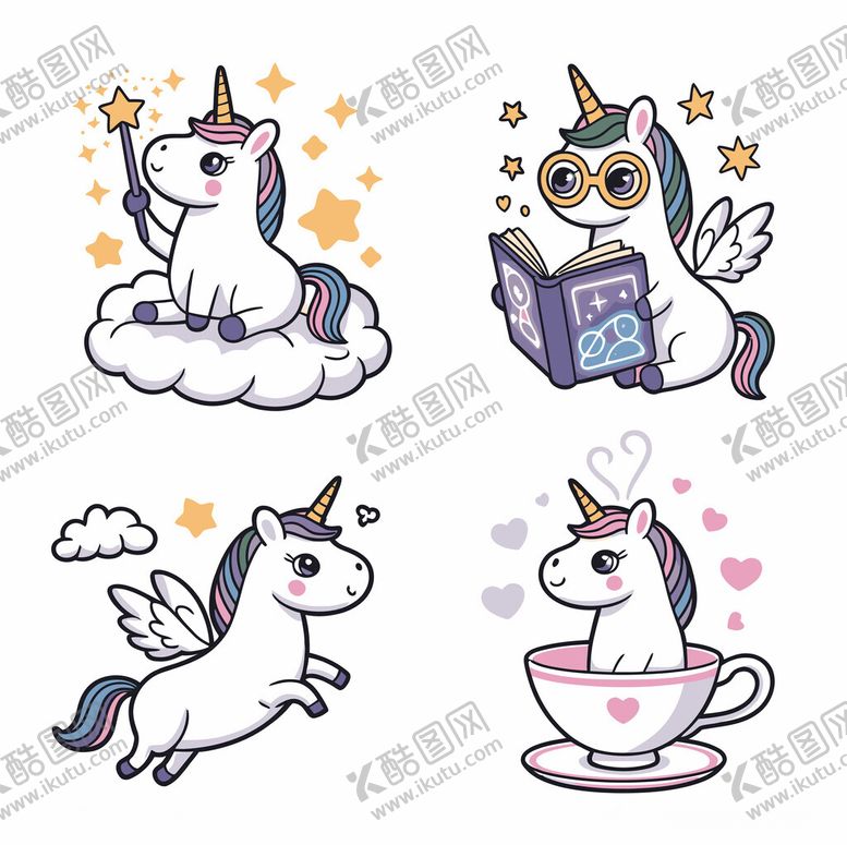 编号：31961011210311445183【酷图网】源文件下载-卡通独角兽插画