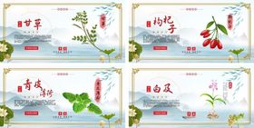 中式中医中药药材宣传系列海报