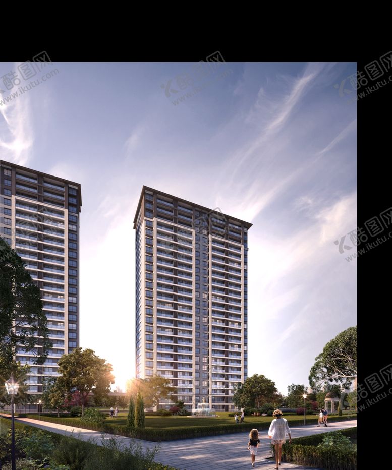 编号：87923609121633069892【酷图网】源文件下载-小区别墅洋房园林景观效果图