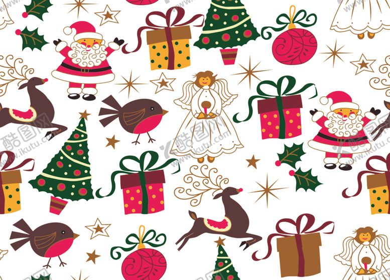 编号：48425310271617043900【酷图网】源文件下载-圣诞元素无缝图案设计