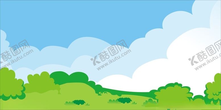编号：99882101260445094696【酷图网】源文件下载-蓝天白云草地卡通
