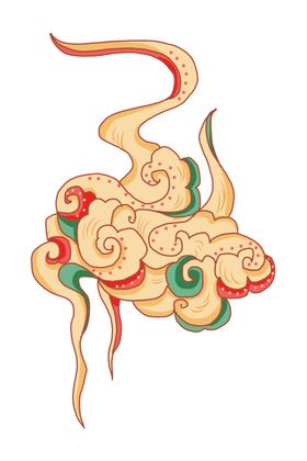 国潮祥云敦煌元素插画图案