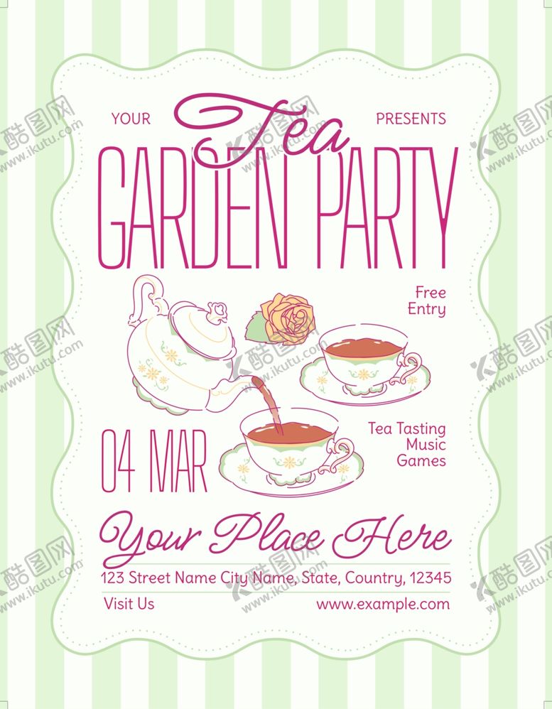 编号：12491304090055388606【酷图网】源文件下载-花园派对邀请函模板
