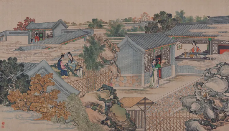 编号：95370204242107245813【酷图网】源文件下载-红楼梦场景精美工笔画