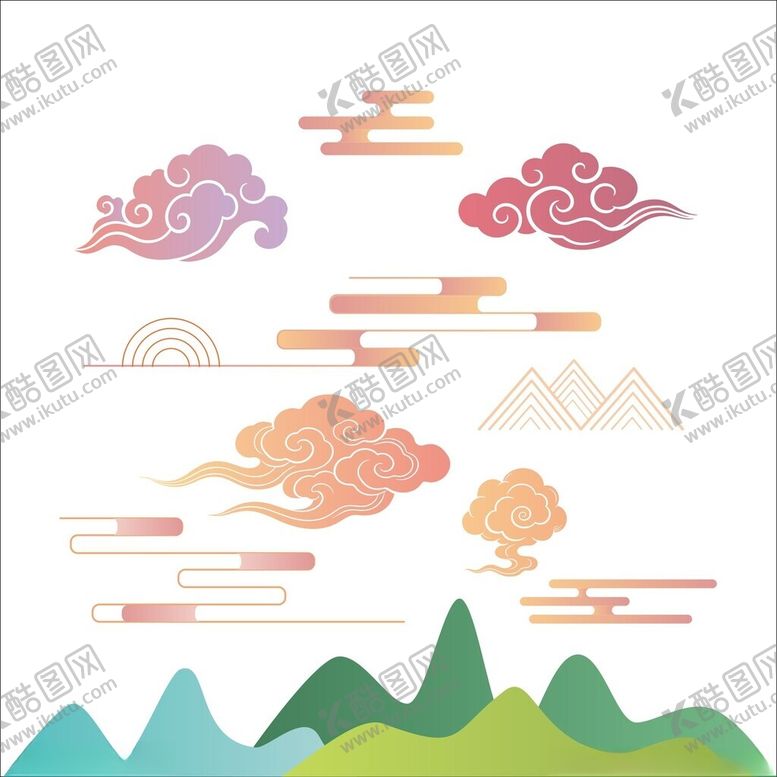 编号：31374204010008255496【酷图网】源文件下载-中式云纹山水装饰图案
