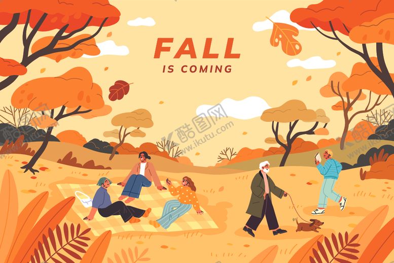 编号：99494510281908485424【酷图网】源文件下载-秋日户外休闲场景