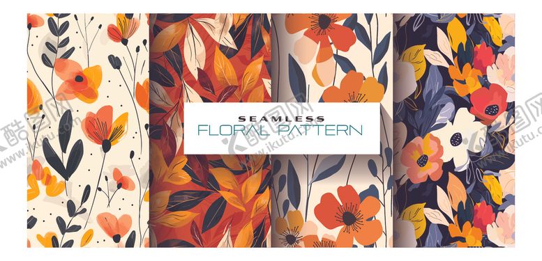 编号：22314709222038086497【酷图网】源文件下载-多彩花卉图案设计素材