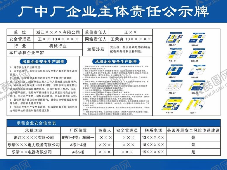 编号：19505912042026489223【酷图网】源文件下载-厂中厂企业主体责任公示牌