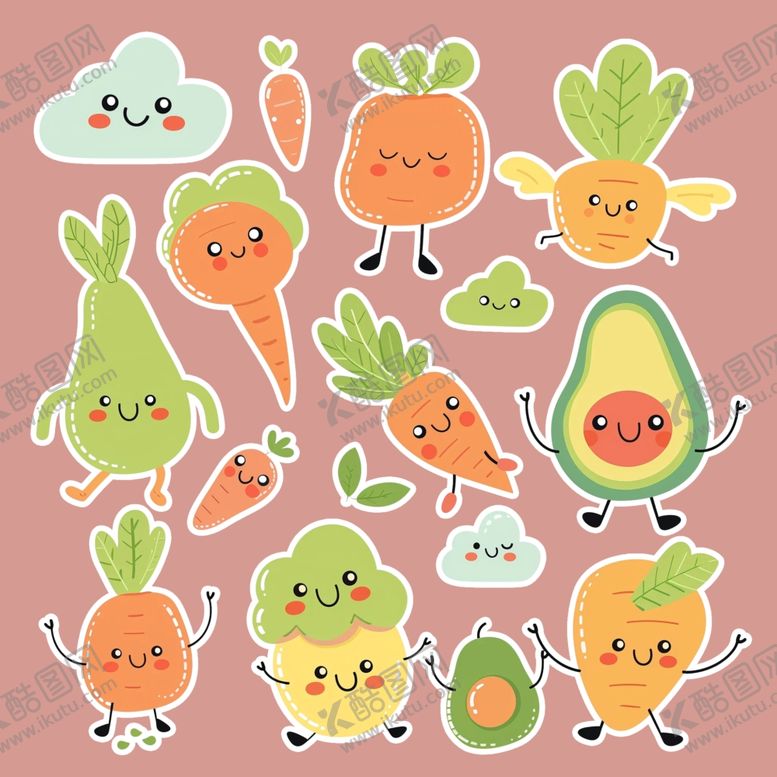 编号：39708409241113076087【酷图网】源文件下载-卡通蔬菜水果背景