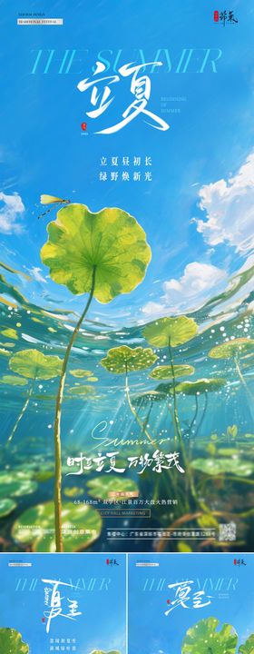 地产立夏夏至荷花风景海报