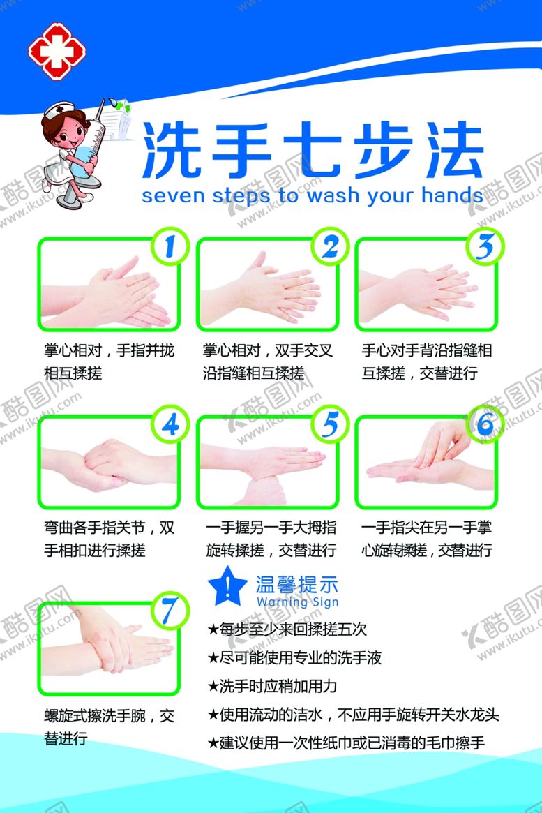编号：92322406171749597199【酷图网】源文件下载-洗手七步法