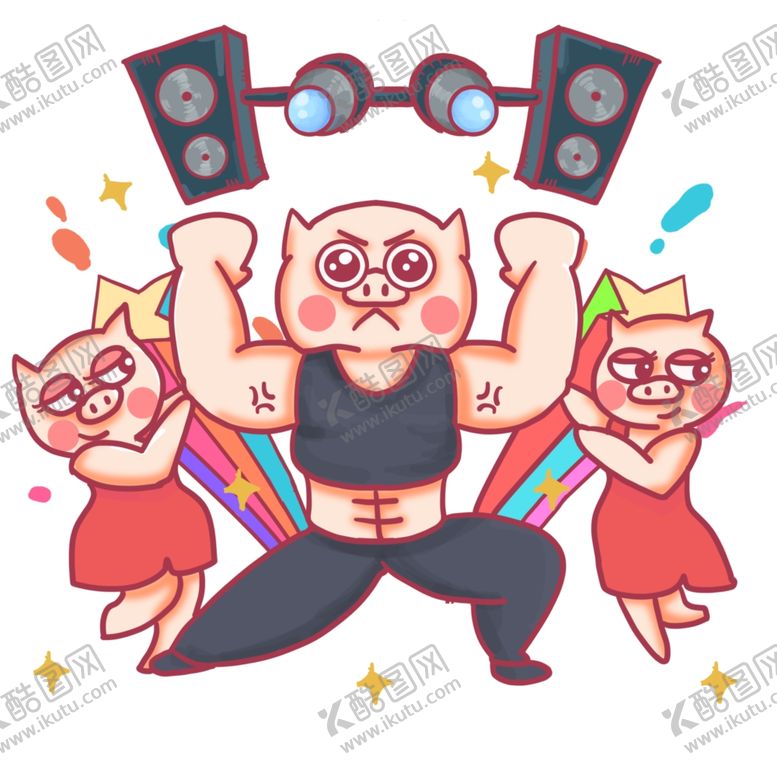 编号：32643309181759059054【酷图网】源文件下载-卡通猪健身猪