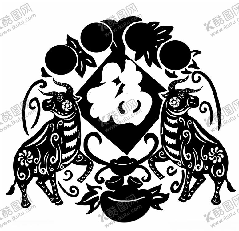 编号：91472809251414452750【酷图网】源文件下载-牛年剪纸