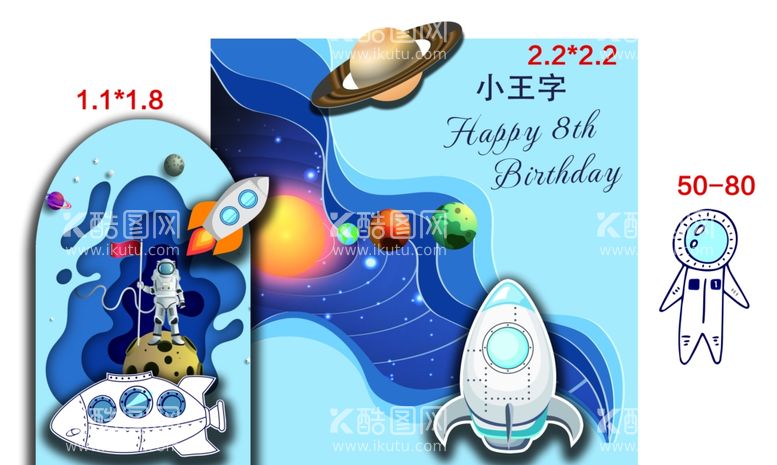 编号：55395412230859394703【酷图网】源文件下载-太空小王子生日宴背景设计