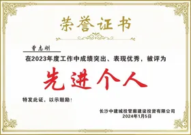 荣誉证书表彰模板获奖
