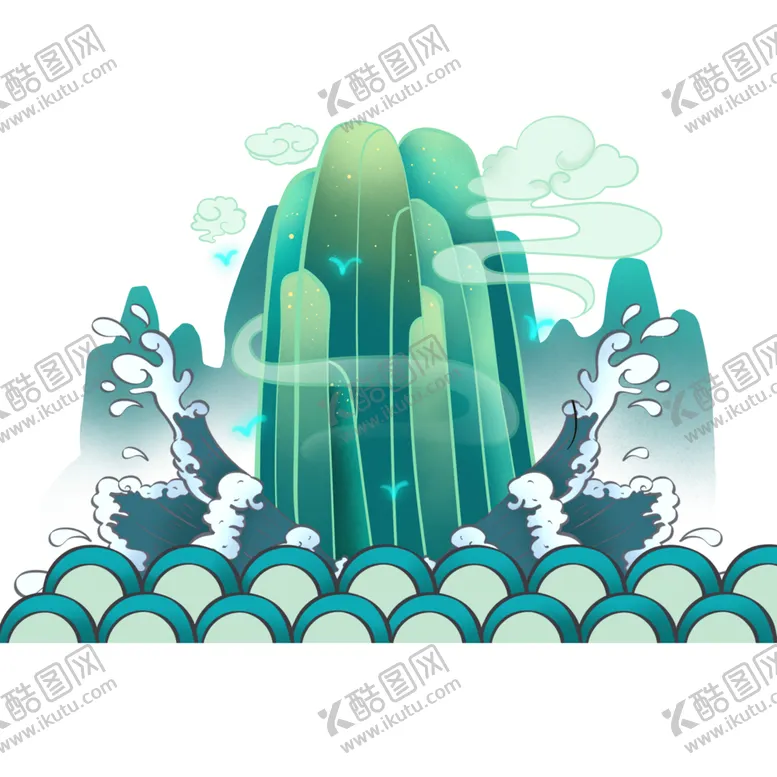 编号：63445807010017324952【酷图网】源文件下载-国潮山水插画